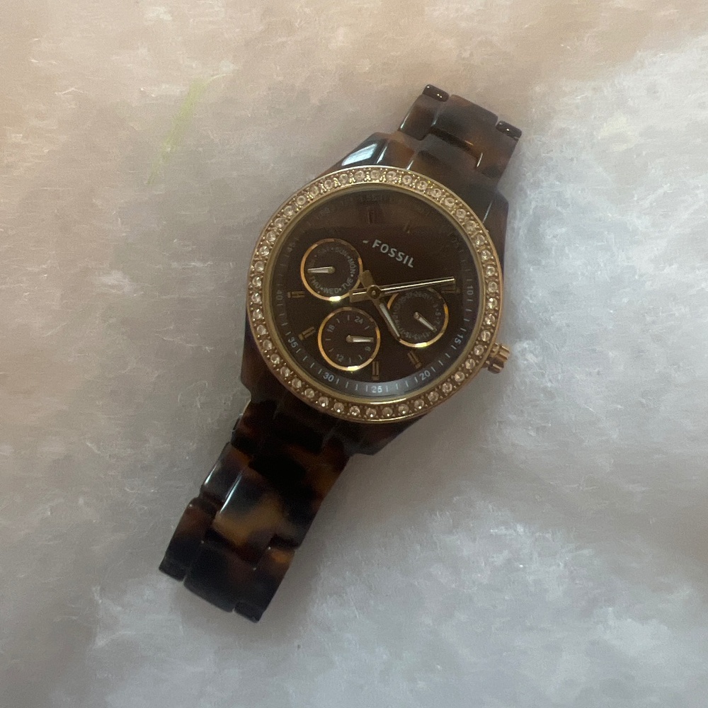 Tortoise Shell Fossil Watch